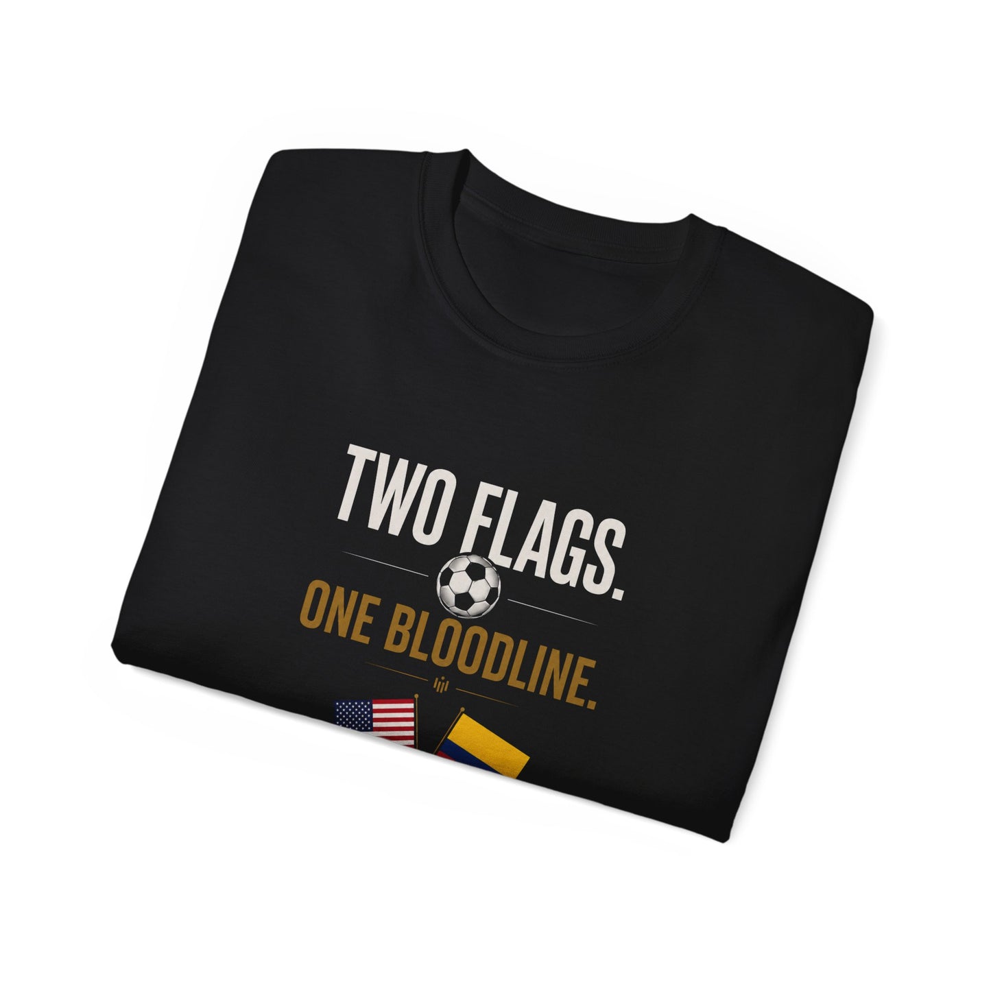 Custom Two Flags One Bloodline Soccer T-Shirt | Personalized Country Flags Tee