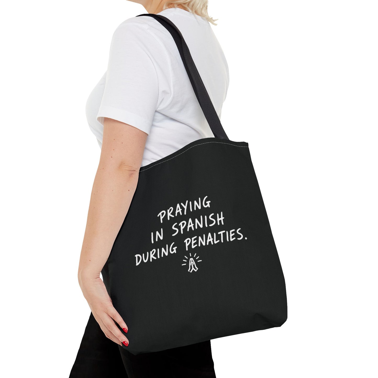 Praying in Spanish Tote bag