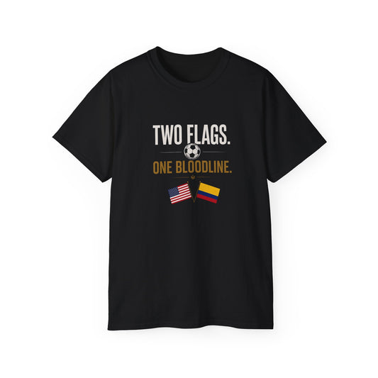 Custom Two Flags One Bloodline Soccer T-Shirt | Personalized Country Flags Tee